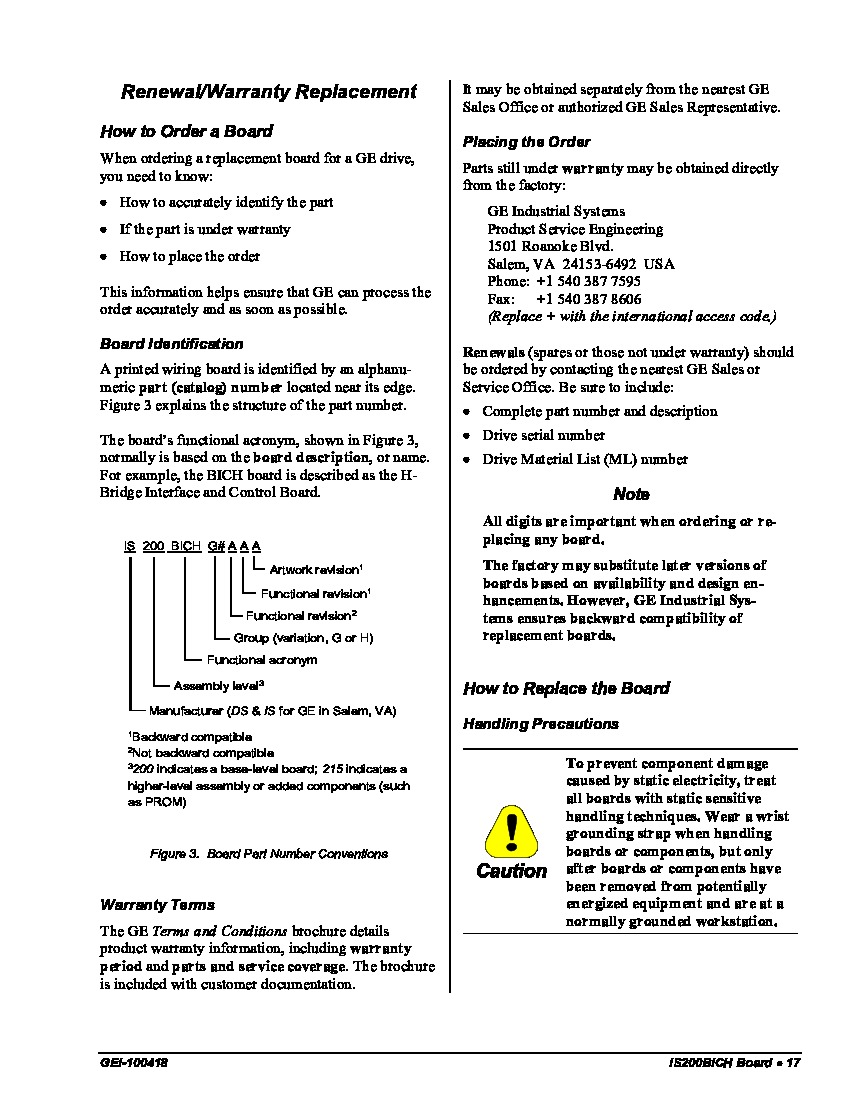 First Page Image of GIS200BICH H-Bridge Interface and Control Board Renewal and Replacement Warranty.pdf